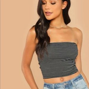 black and white striped tube top